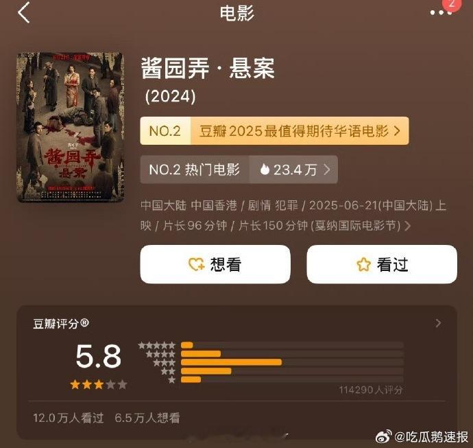 《酱园弄》评分掉到 5.8 分，多线叙事导致主线失焦，演员演技也因角色分配不均未