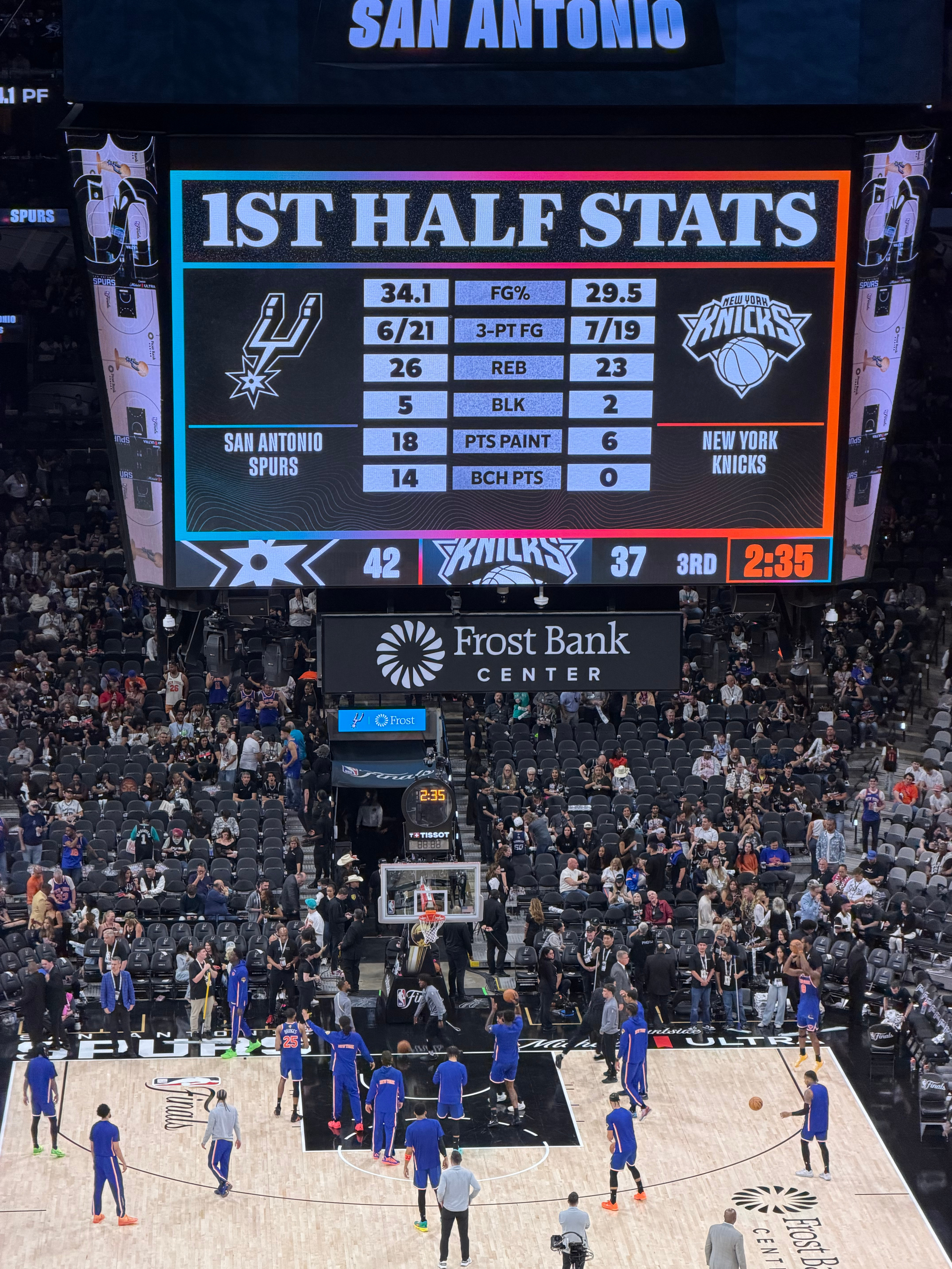 上半场这个命中率 可挺愁人啊 尼克斯板凳得分0分NBA尼克斯VS马刺NBA总决赛