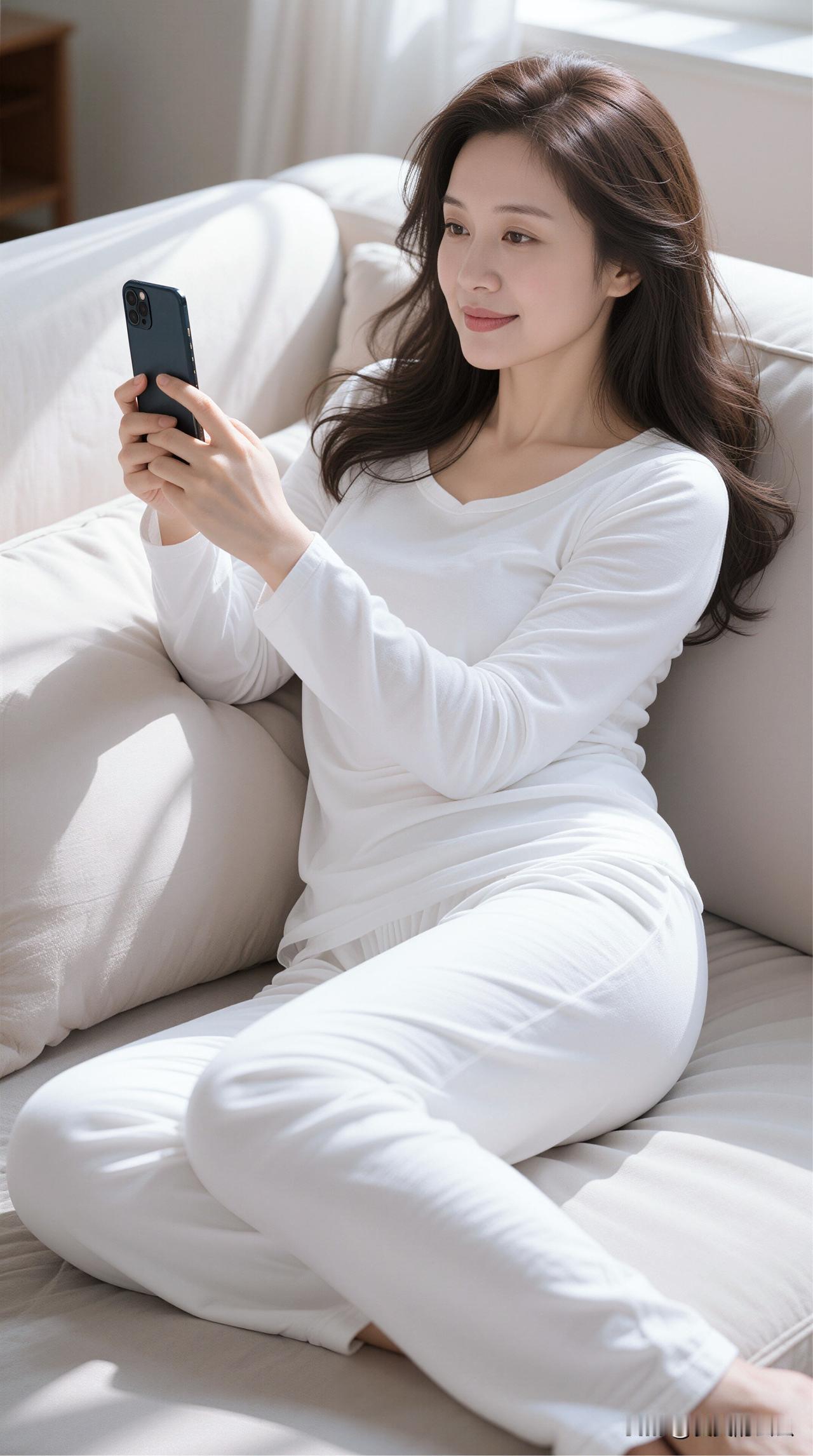 悠闲午后，手机相伴，舒适自在。