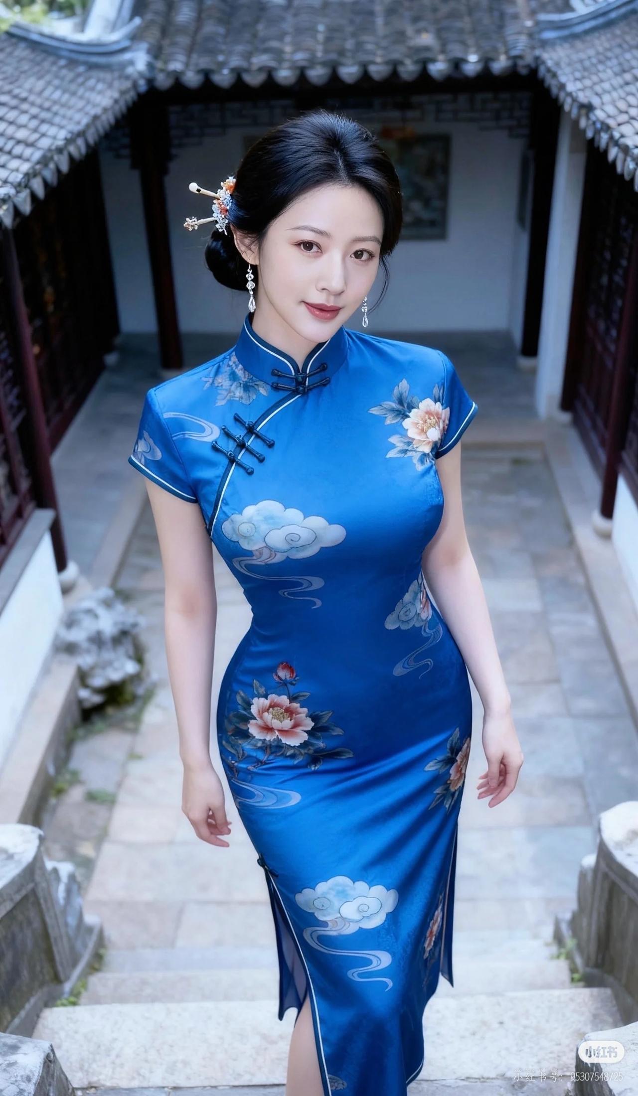 穿着旗袍上街，你能接受吗美女旗袍穿搭写真