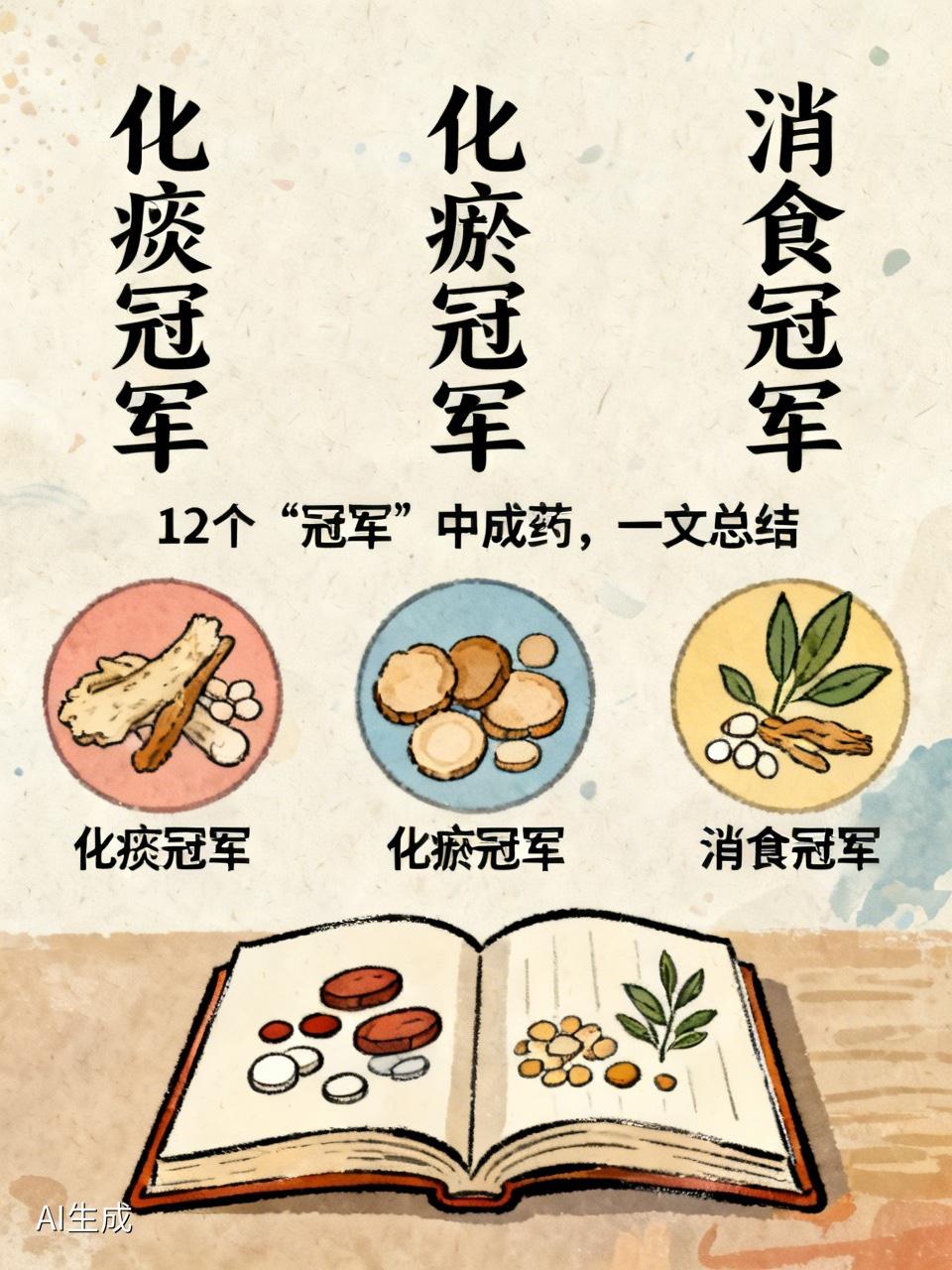 化痰冠军、化瘀冠军、消食冠军，12个“冠军”中成药，一文总结

痰太多、血太瘀、