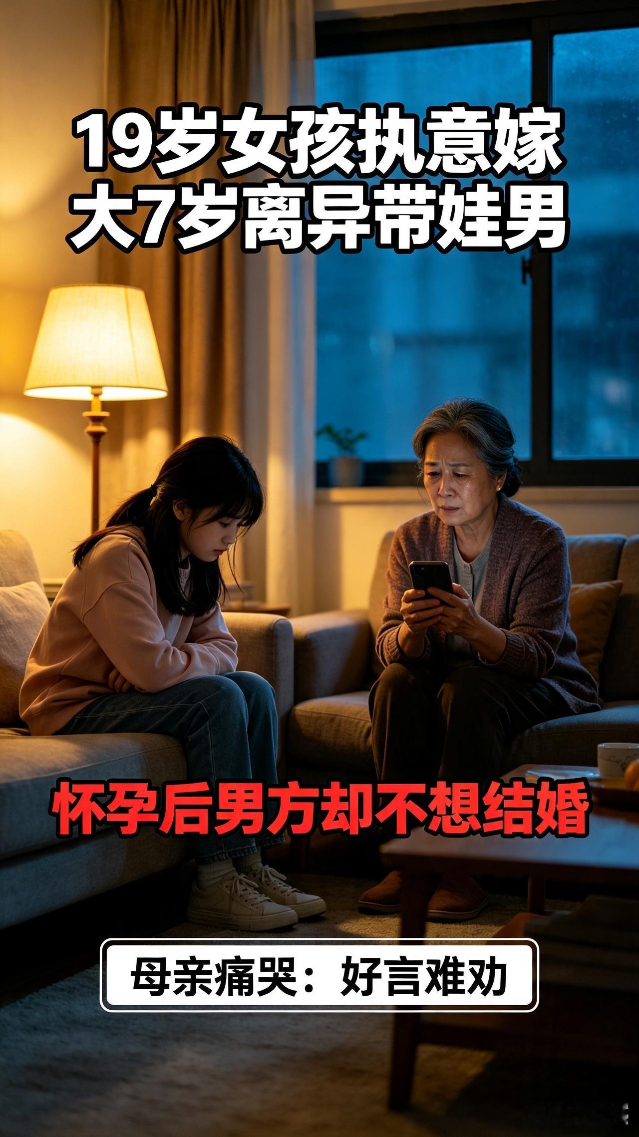 19岁富家女执意嫁大7岁离异带娃男！怀孕后男方拒婚，母亲痛哭：好言难劝

   