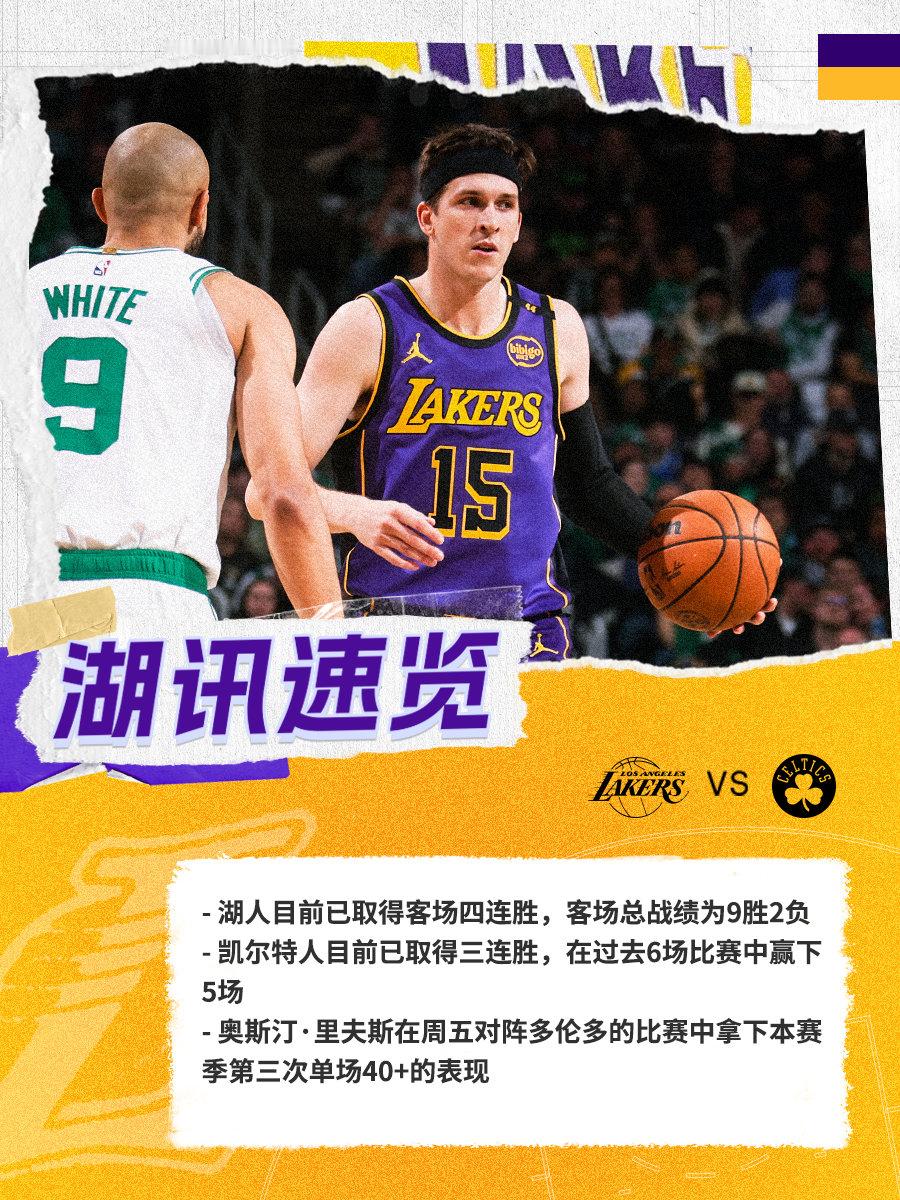 「湖讯速览」湖人vs凯尔特人 湖人国度