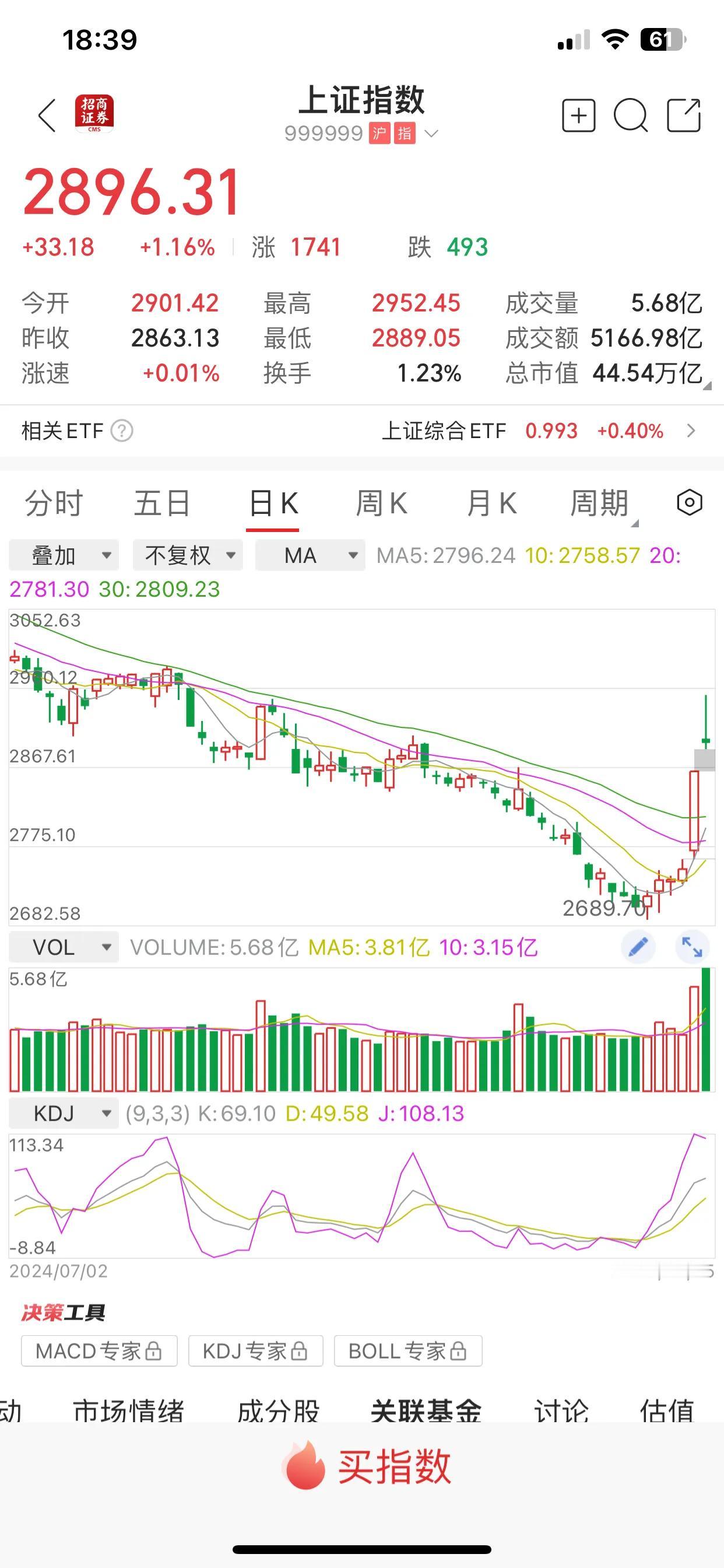 大盘加今天触及了近期高点，成交量也创出近期新高，但随后又下落了很多，不知道今天冲