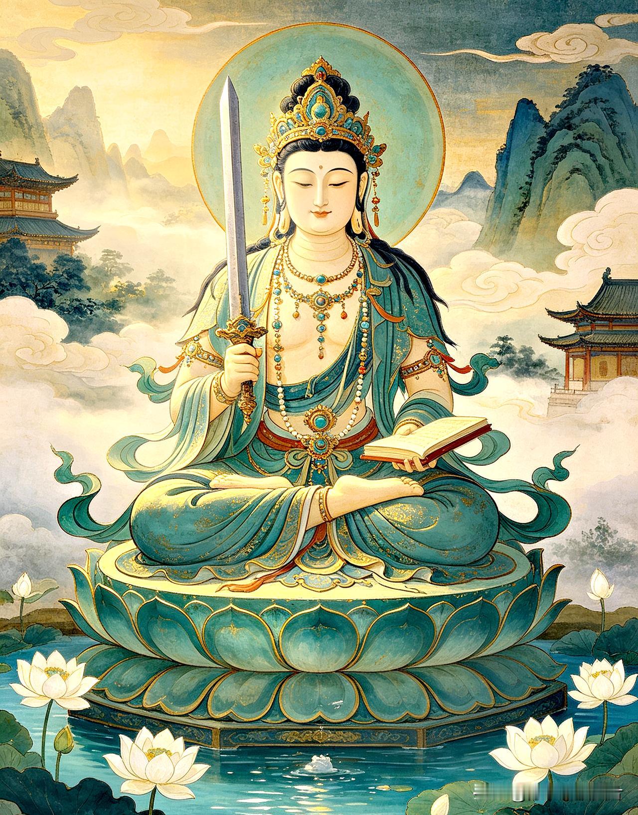 慧剑劈开迷雾障，
莲台广启智慧门。