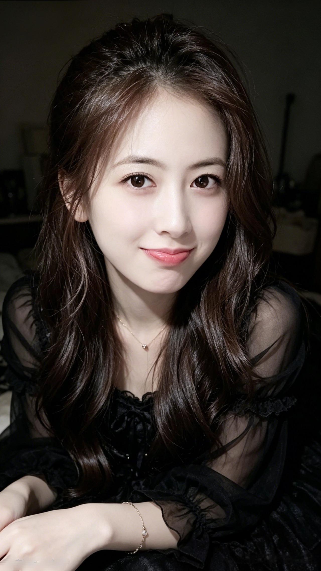 黑衣美人笑，红唇似春花。
