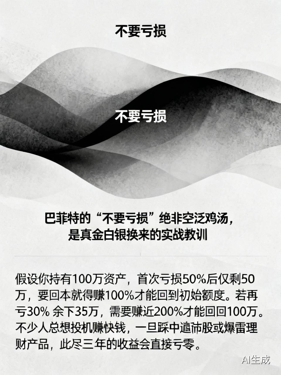不要亏损
       这里的亏损是指本金，保住本金，你在股市里才有生存的希望。
