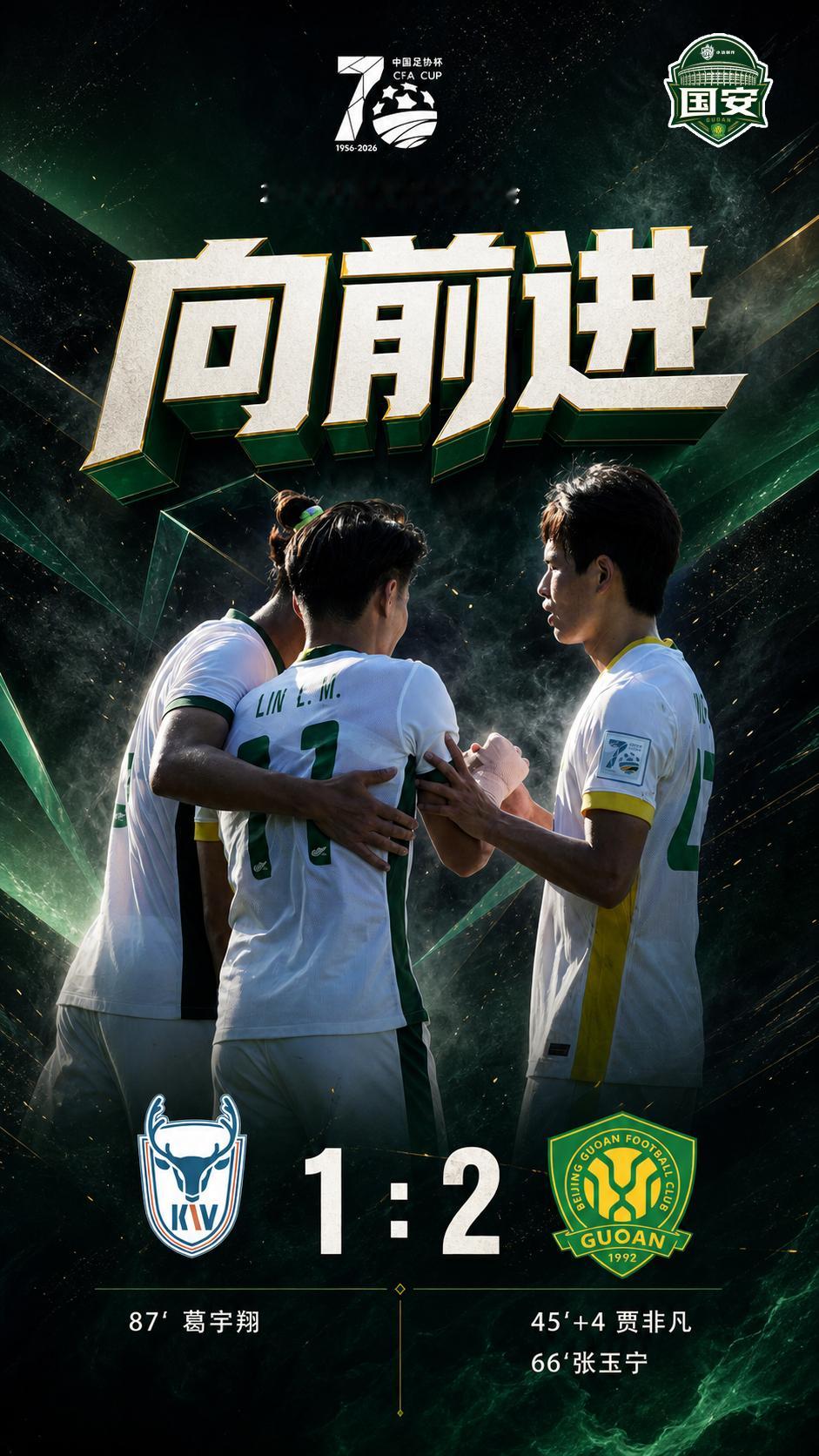 北京国安2026中国足协杯北京国安北京国安vs大连可为 💚【比赛日·赛后海报】
