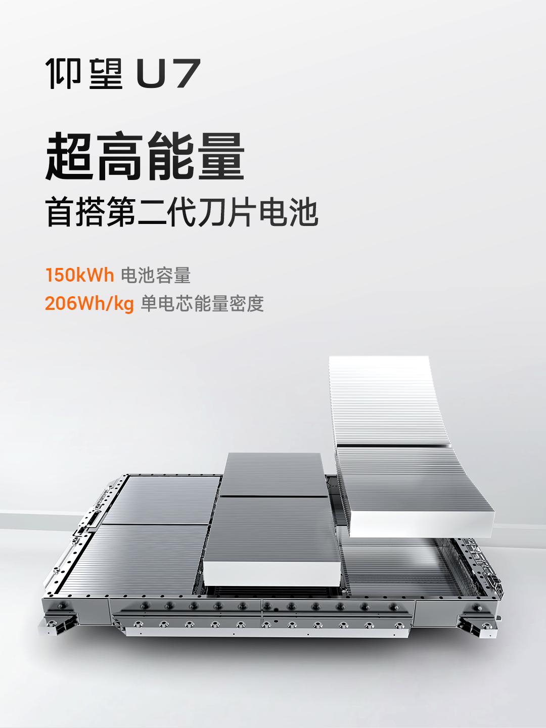 仰望U7这个第二代刀片电池显然是属于功率型，放电能力要匹配四电机的输出功率，20