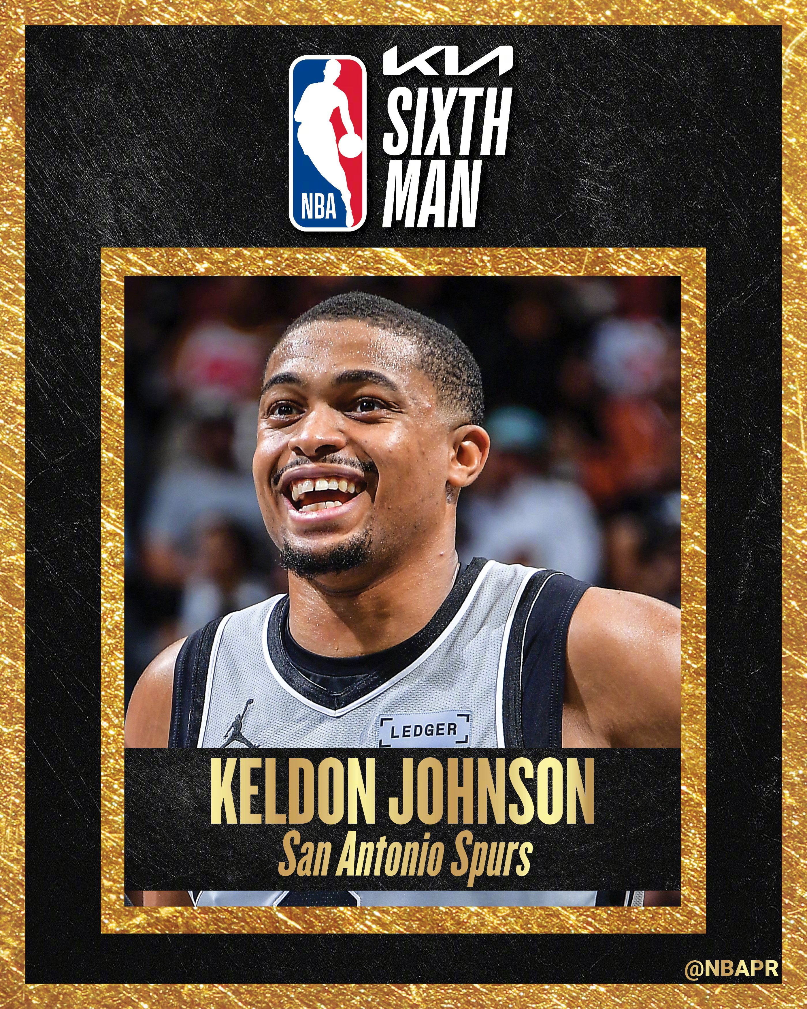 圣安东尼奥马刺队前锋凯尔登·约翰逊当选本赛季NBA最佳第六人，荣获约翰·哈弗里切