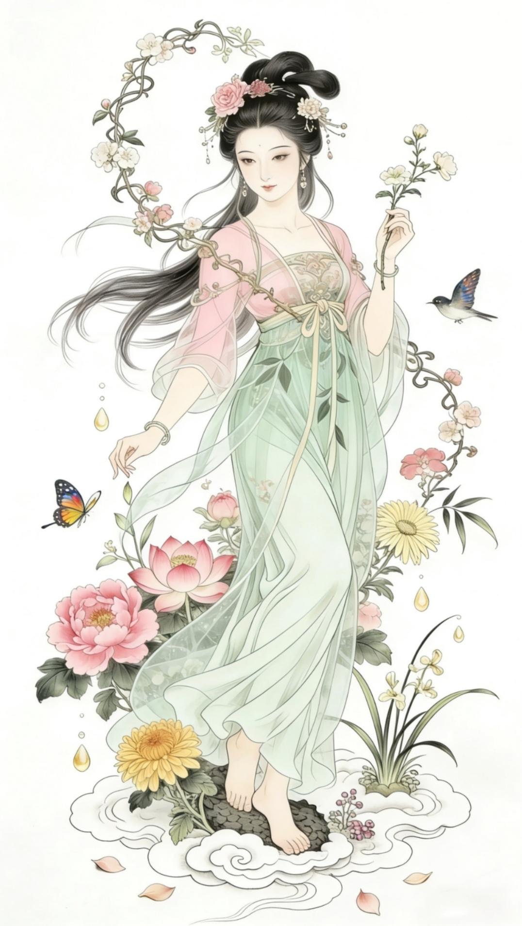 素材|花仙子（附白描）
绘画 素材