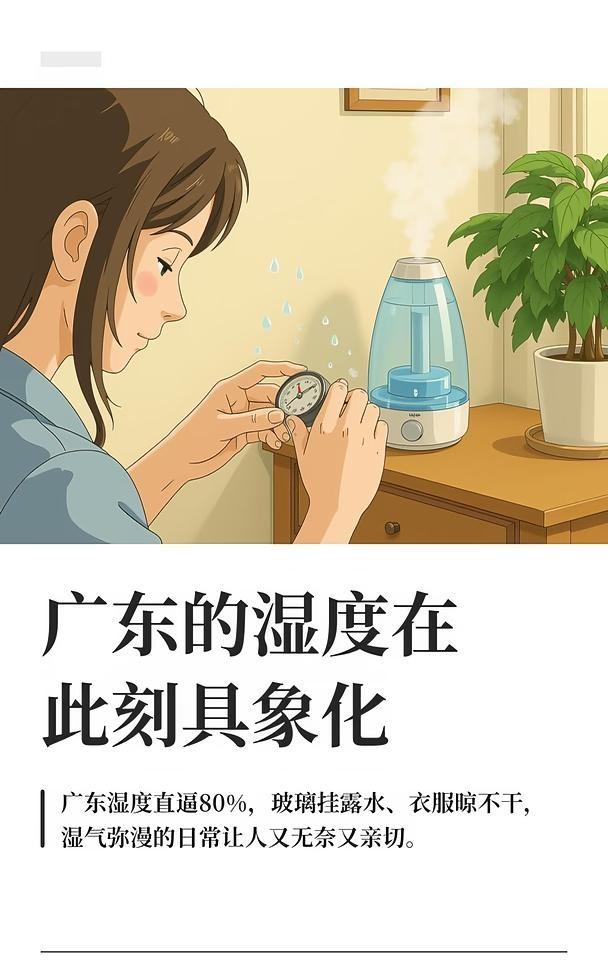 广东的湿度在此刻具象化
广东的湿度今天终于具象化了，玻璃上挂满水珠，空气湿润到贴