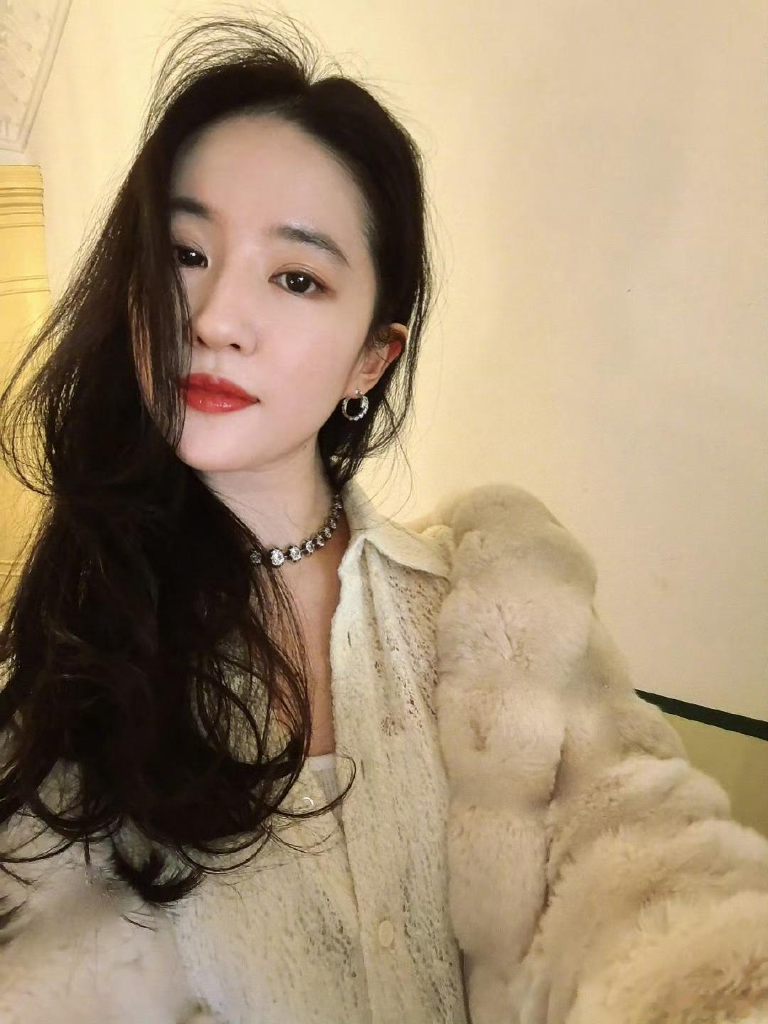 年底了刘亦菲的自拍哐哐发图4是和妈妈，妈妈还是那么好看🥹💍🩵 
