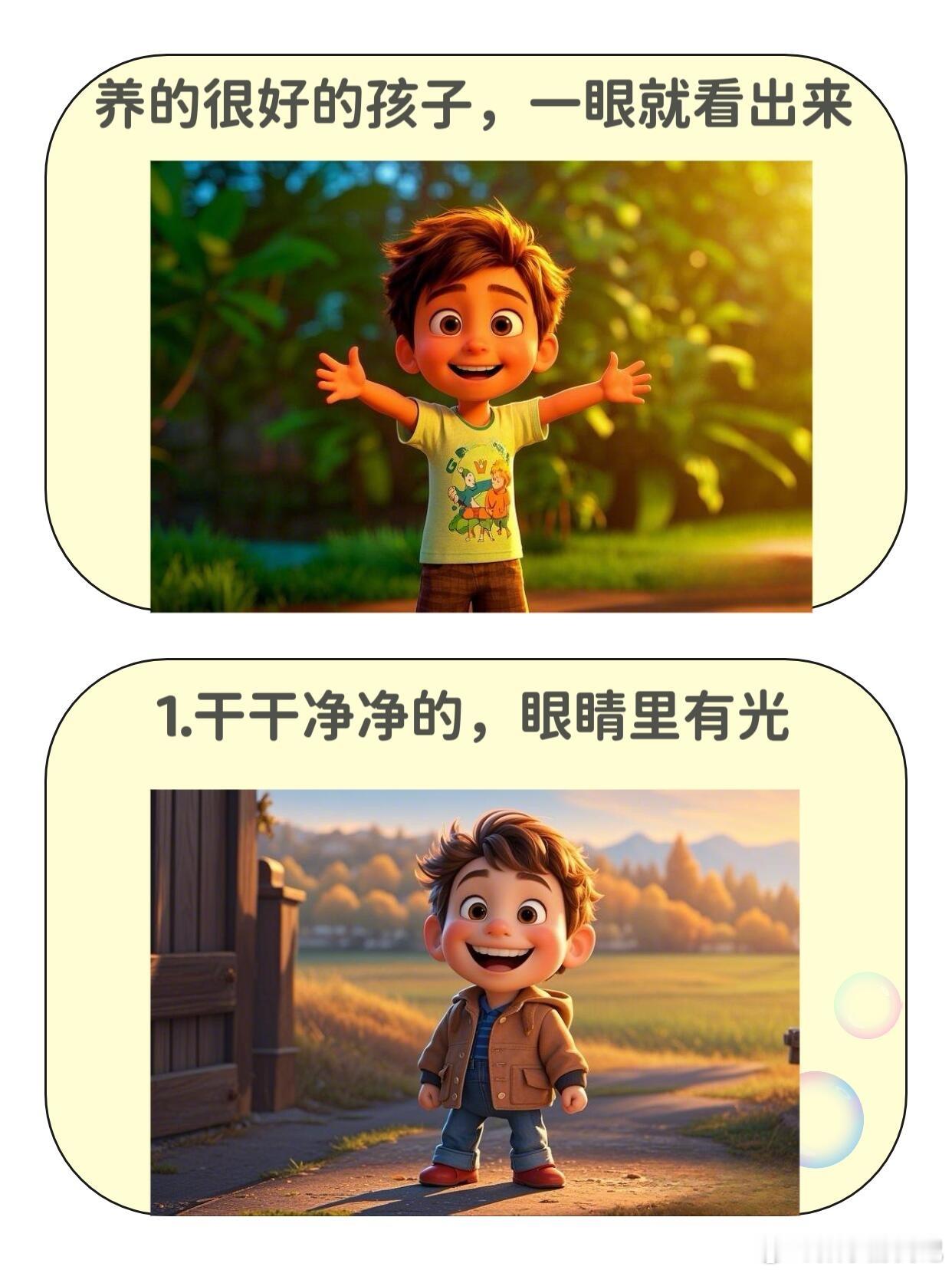 养的很好的孩子，一眼就能看出来！干干净净的，眼里有光，爱笑，爱表达，情绪稳定，会