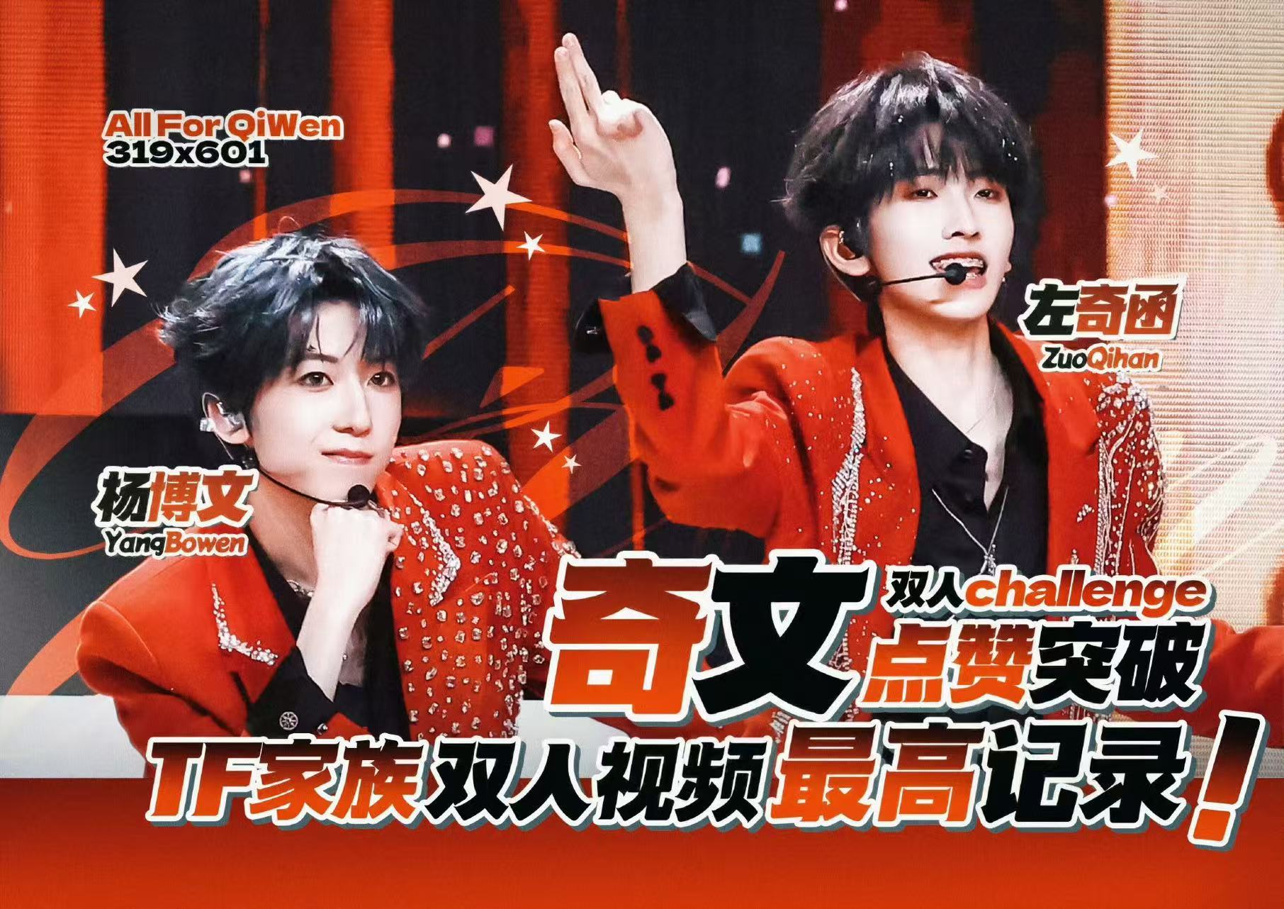 奇文奇文 四代第一美帝 恭喜左奇函杨博文拿下TF家族双人视频最高记录！ 