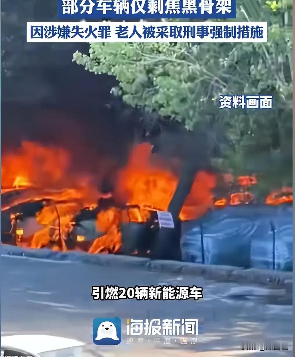 只因嫌杨絮挡路随手点火，七旬老人一把火烧毁20辆新车，损失上百万
 
辽宁大连发