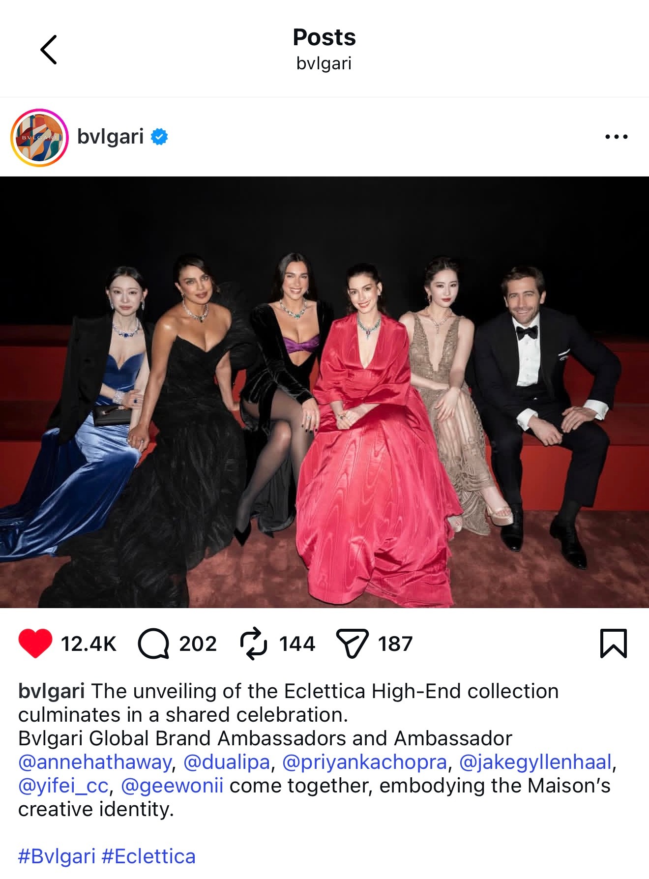 刘亦菲 宝格丽官方Ins发布本次米兰Bvlgari Eclettica高级珠宝发