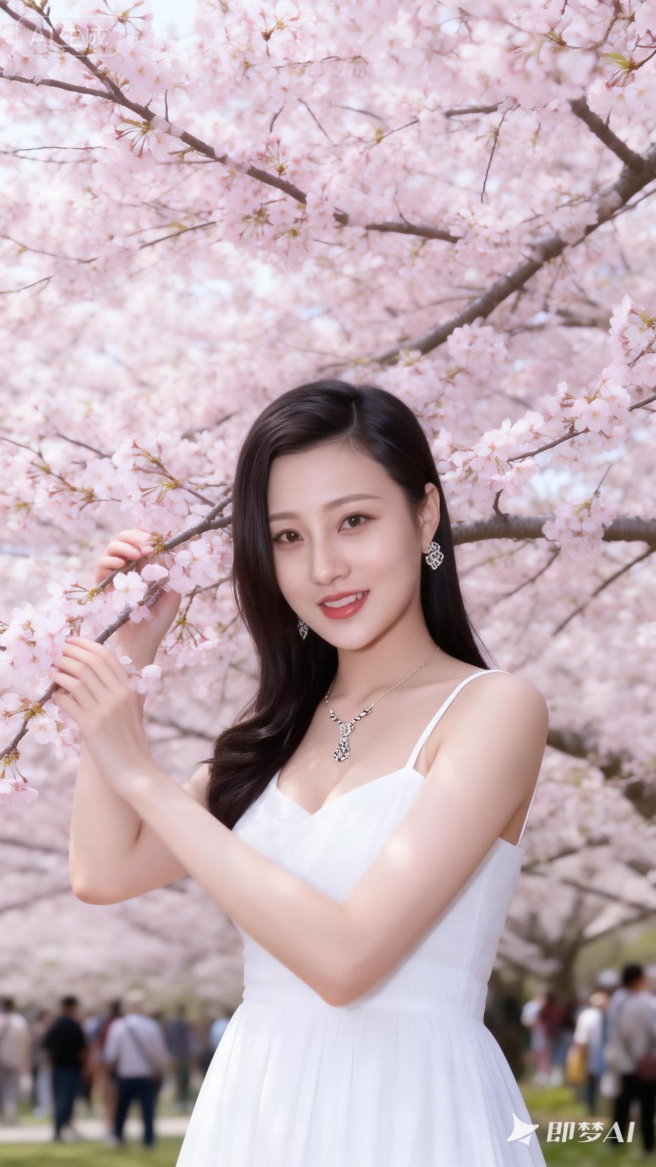 樱花树下，甜美少女，春日气息扑面而来🌸💕