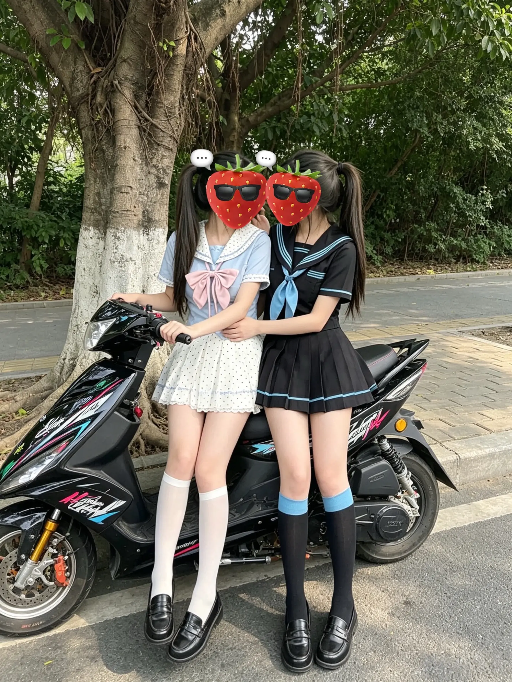 校供爱好者 jk摩托 夏季jk穿搭 校供感jk 姐妹jk穿搭分享