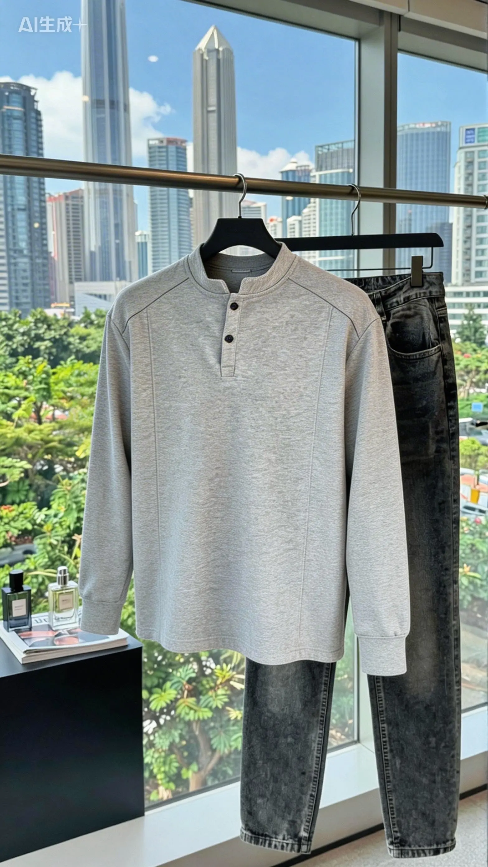 美式Polo亨利衫男长袖t恤春秋潮流cleanfit内搭休闲男装打底卫衣