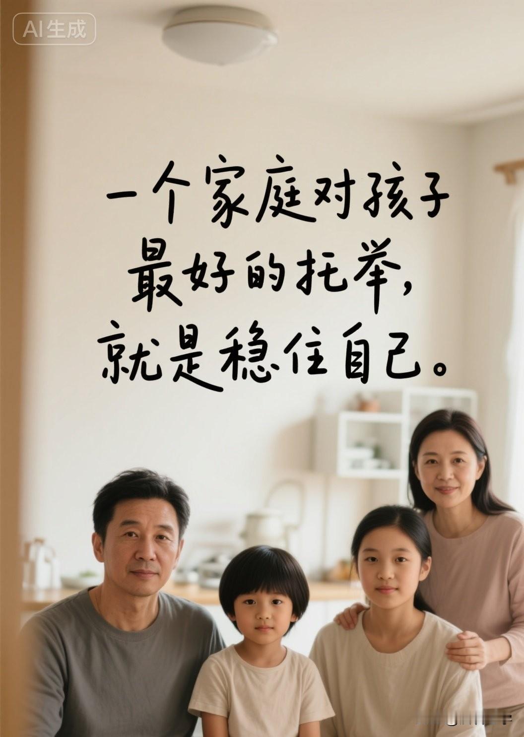 一个家庭对孩子最好的托举，就是稳住自己。

《道德经》有言：“重为轻根，静为躁君