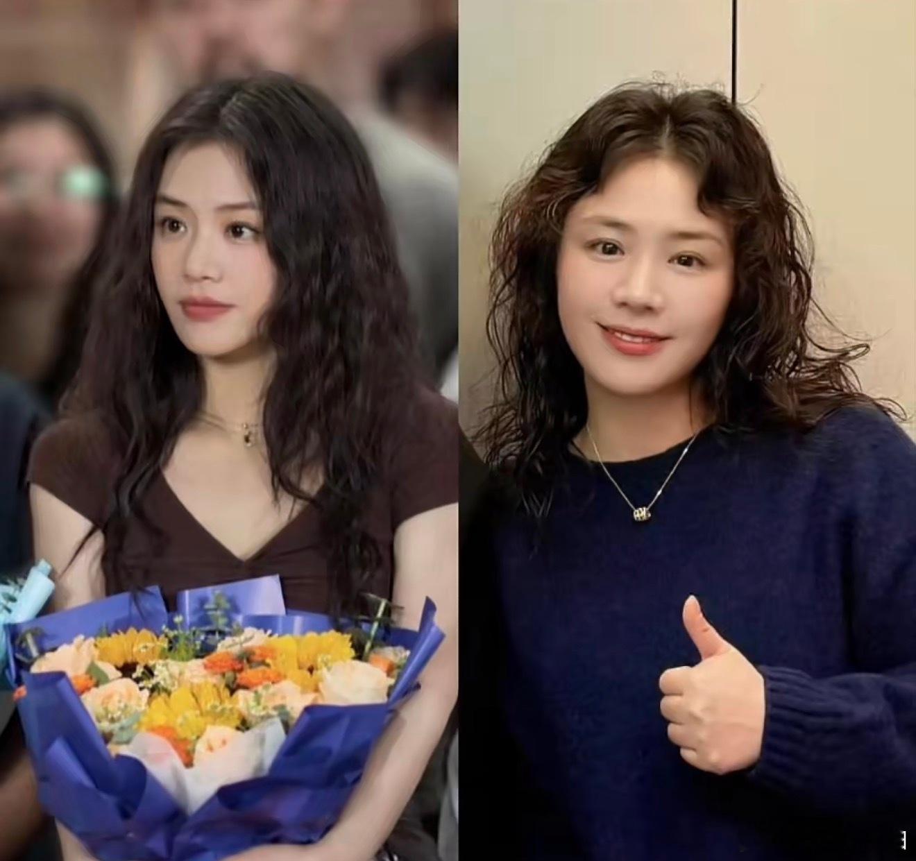 马思纯理发师 你把她毁了正确的卷发打开方式：左边错误的卷发打开方式：右边马思纯这