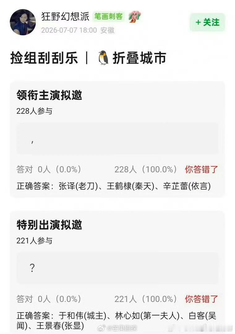 张译辛芷蕾王鹤棣领衔主演折叠城市王鹤棣或将领衔主演折叠城市 哇塞，张译辛芷蕾王鹤