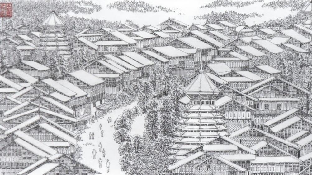 途虫数学书画习作，极细签字笔素描，侗寨。艺术 书法爱好者
成人【行书速成字帖】行