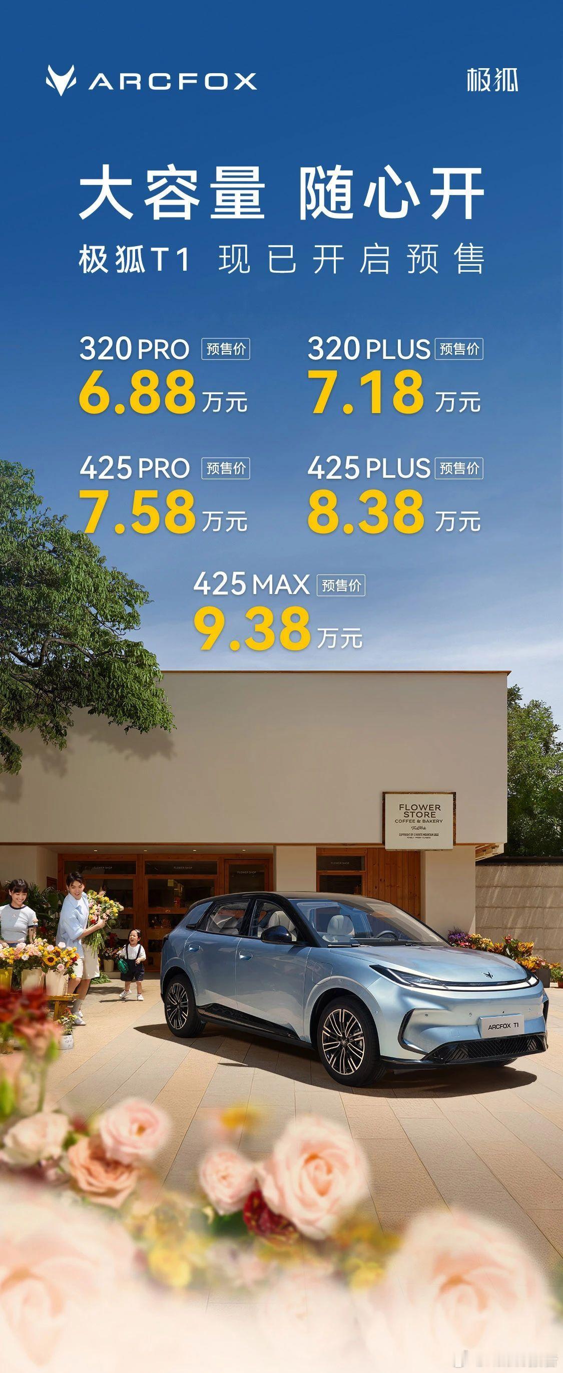 极狐T1正式开启预售，预售价6.88万元起8月22日，极狐汽车发布，极狐T1正式