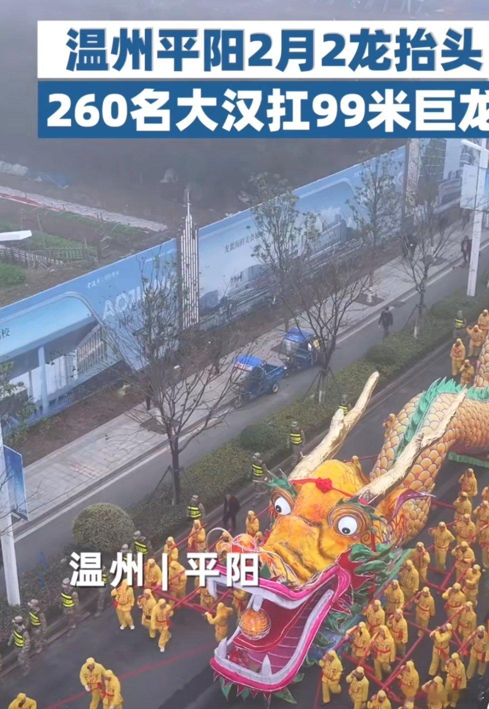 龙抬头行好运！ 二月二260人抬99米巨龙接好运  鱼灯千盏照春路，龙腾万里启新