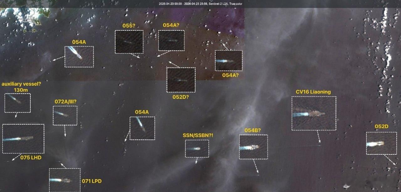 这排场！辽宁舰航母编队的成员包括2艘052D导弹驱逐舰, 1艘055导弹驱逐舰,