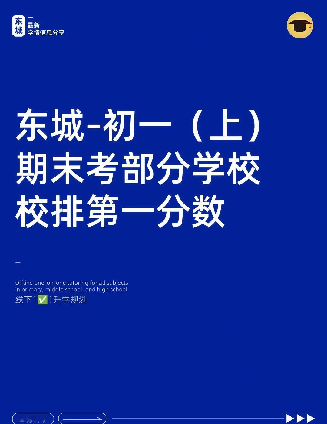 东城初一期末考｜部分学校校排第一分数
初一虽然不是统考，但大部分题还是一样的
?