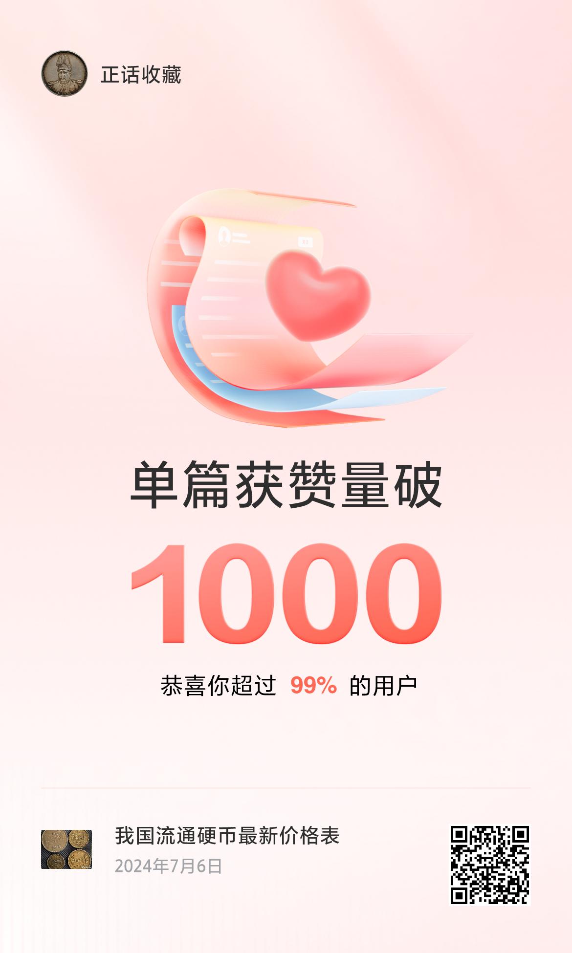 🔥我创作的单篇内容获得超过1000赞了！