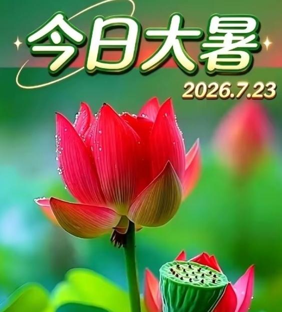今日大暑
今天是2026年7月23日，农历六月初十，今天还是“大暑”节气。
“大