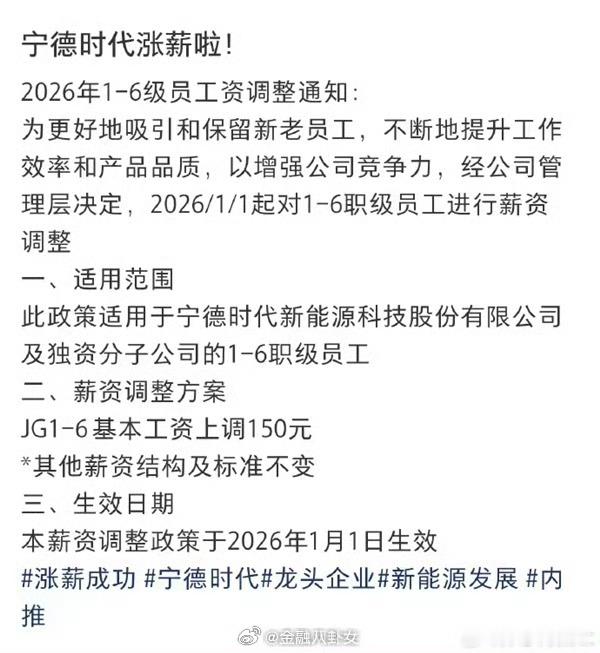 前三季度净赚490亿元！宁德时代每月涨薪150元。宁德时代去年财报显示，公司全体