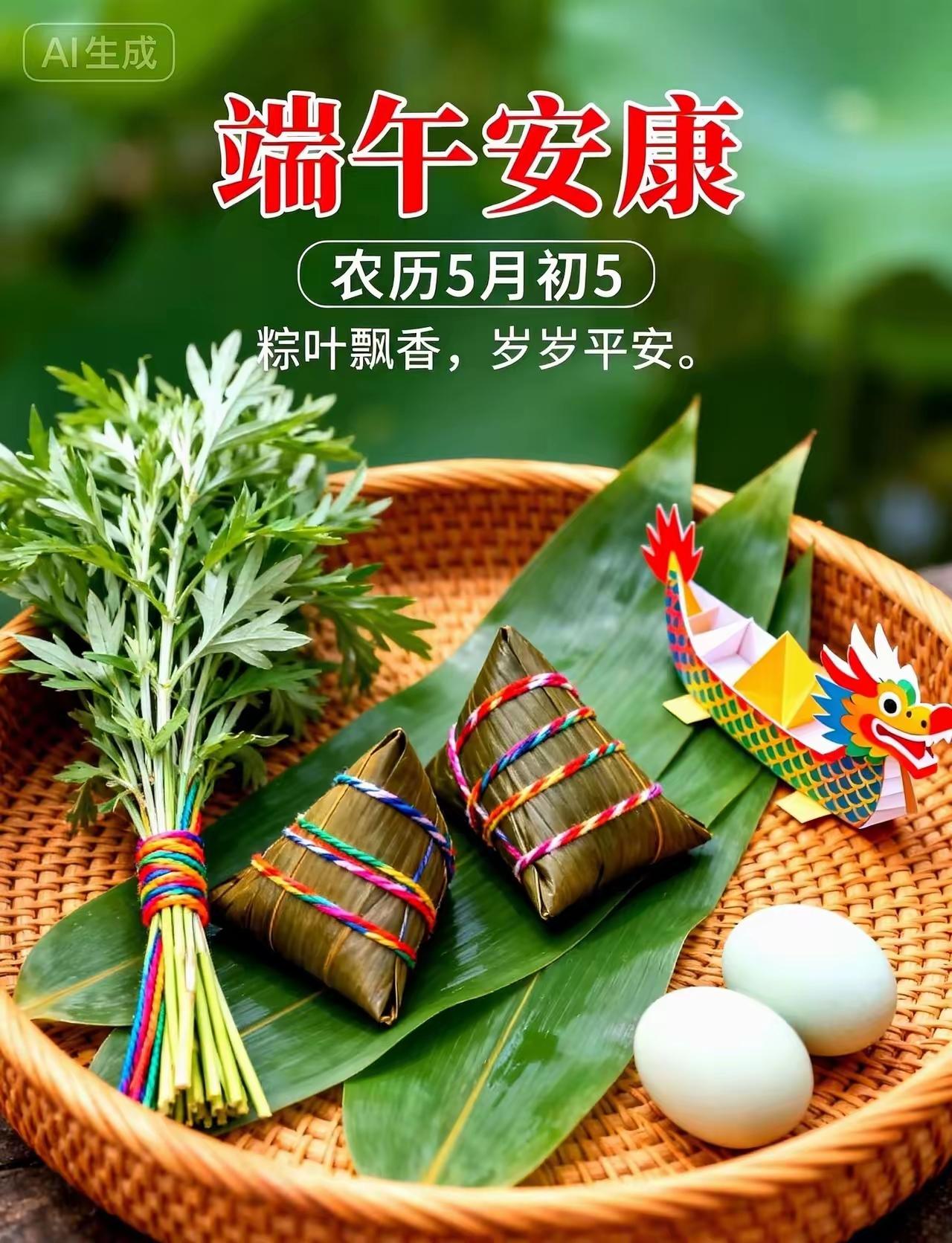 端午安康，粽香飘溢，岁岁平安。
