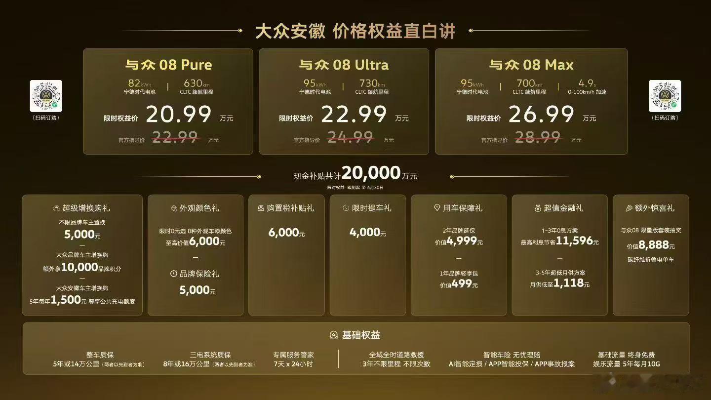 深圳车展：安徽大众与众08权益重算，限时权益价20.99万元起。桑之未汽车行业观