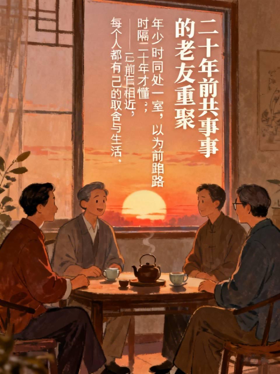 二十年前共事的老友重聚。三位已然退休，有的照料老人，有的帮带孙辈，有的沉浸篆刻。