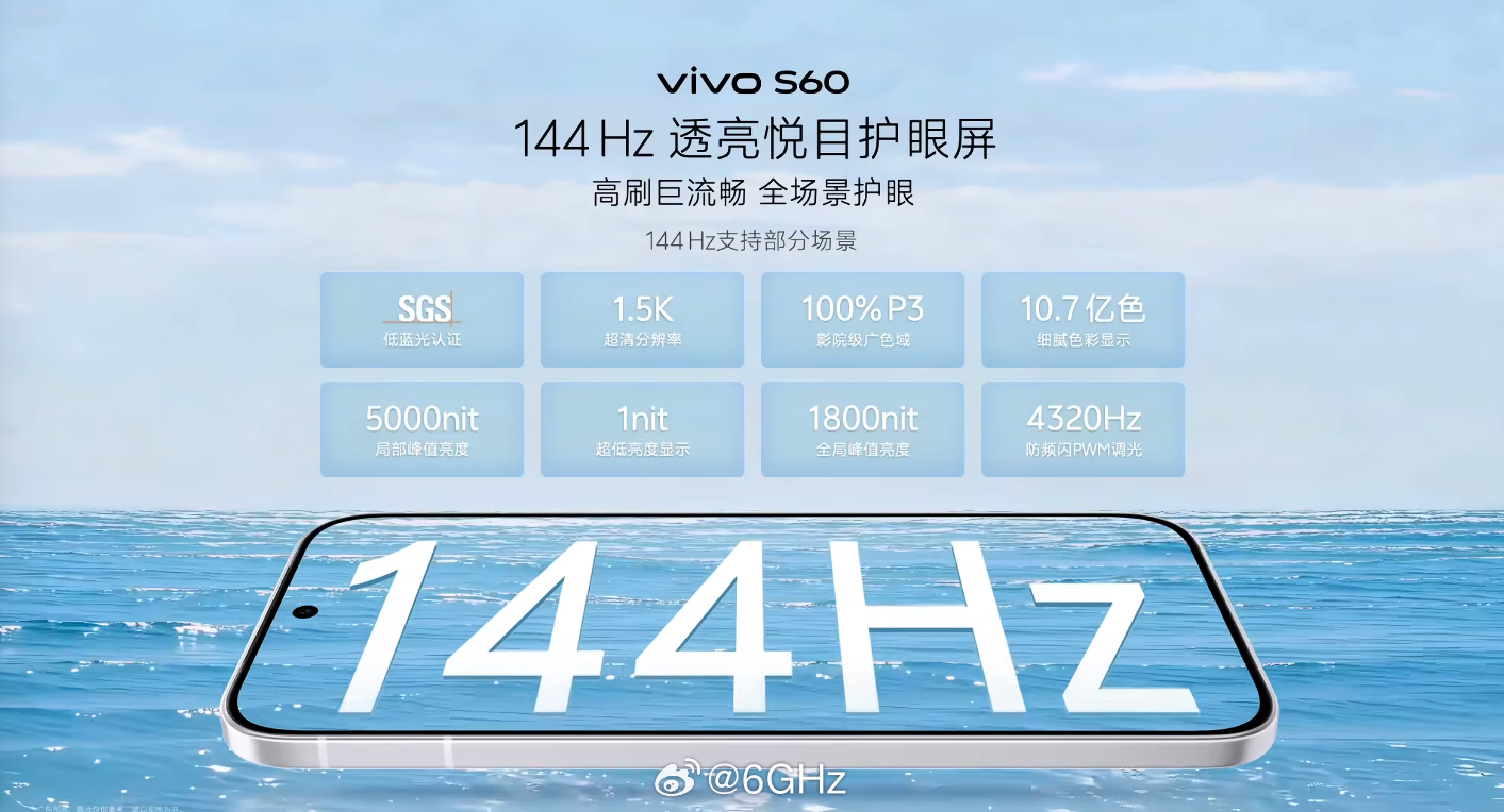 vivoS60也用上了1.5K 144Hz屏幕，应该是Z11 Turbo的同款 