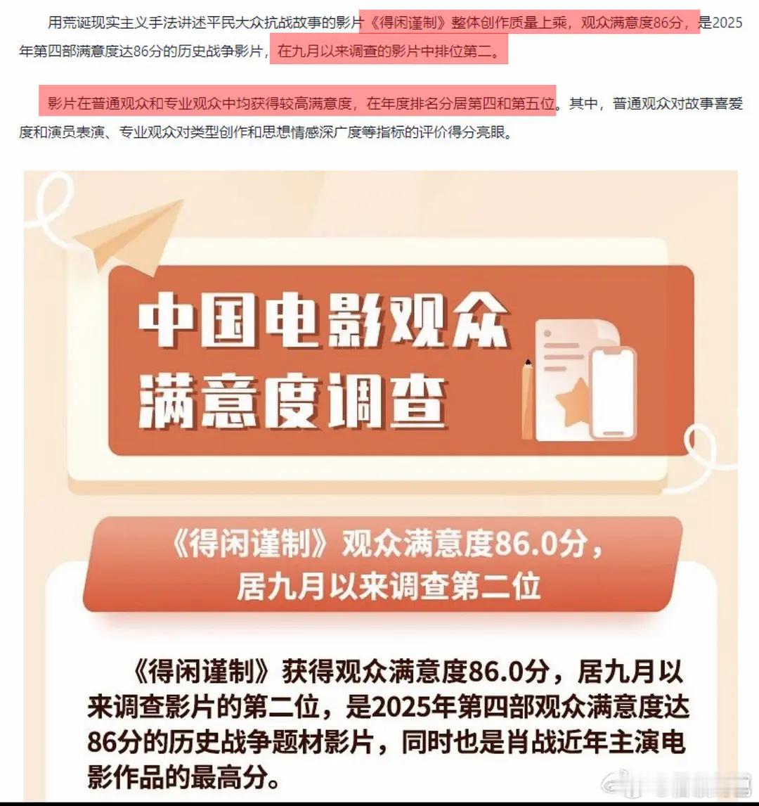 官方认证：电影得闲谨制质量上乘，在普通观众和专业观众中获得较高满意度，年度排名第