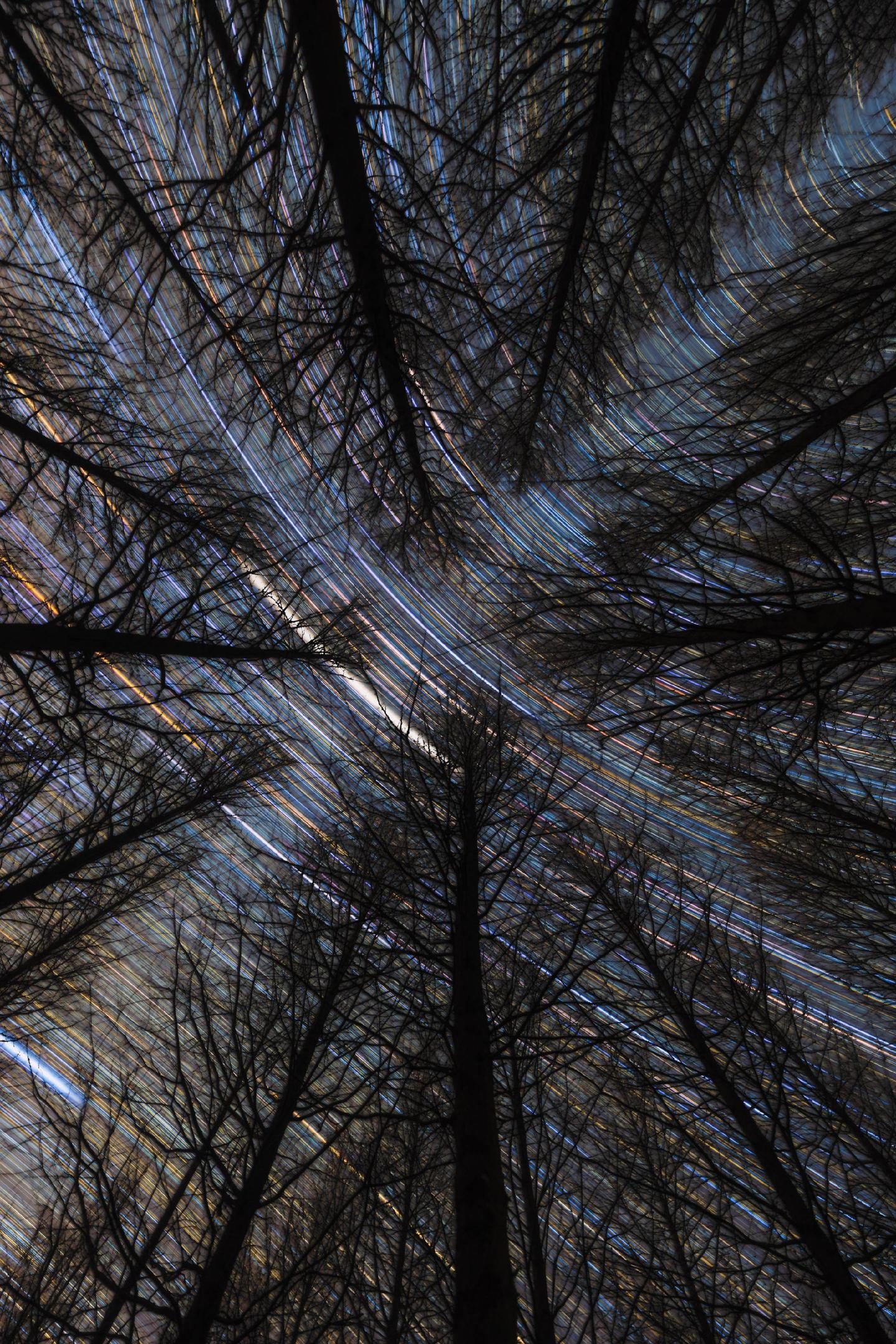 对彩色星轨的尝试。每次拍星空我总是追求更长的曝光来保证银河和星云的细节...