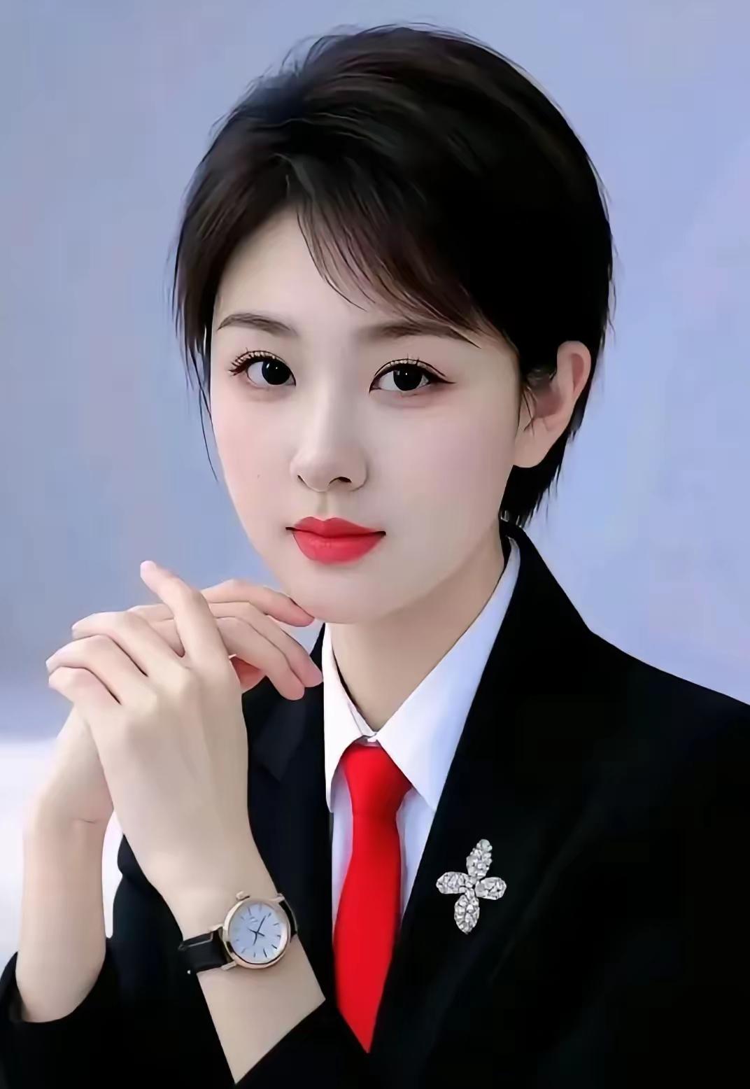 优雅职场风，红领带与黑西装完美搭配，尽显女性魅力！💄👠👩‍💼
