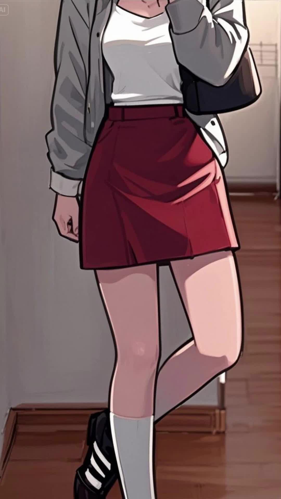 这个红色高腰现在半身裙超遮肉百搭神裤 西装裙连衣裙