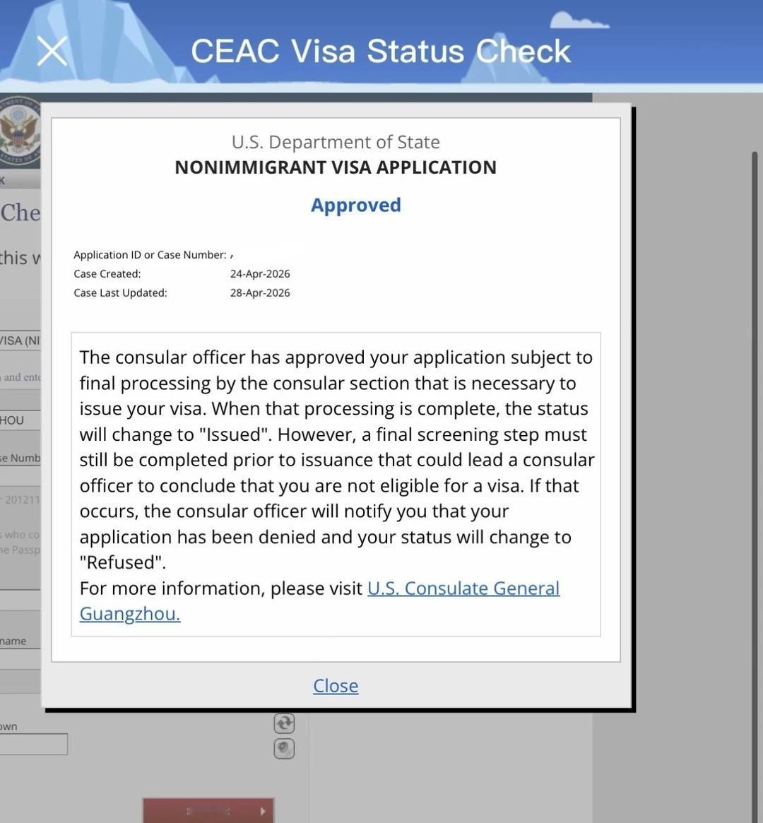 4.28 广州下签神速🇺🇸
23号窗口小姐姐实在太友善了，全程交流很轻松，问