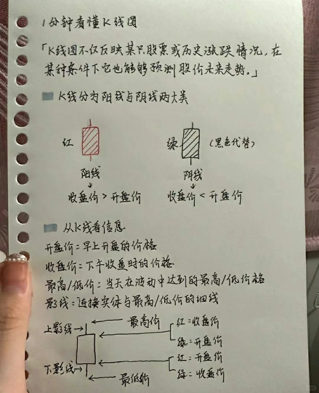 美女同事的股票学习手稿