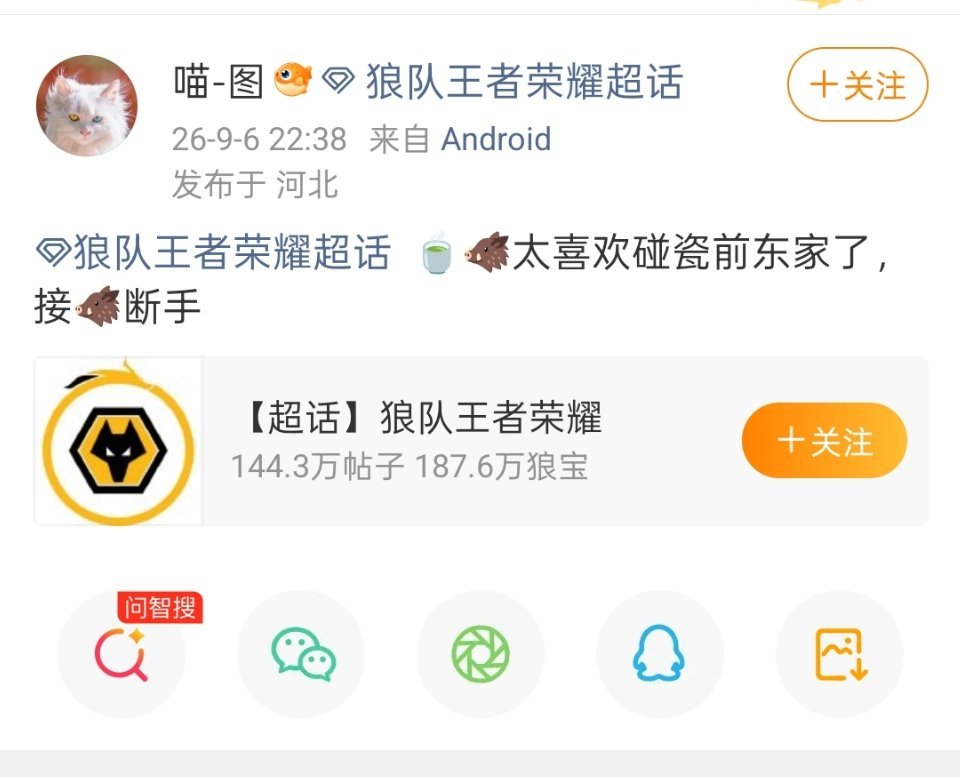 这就是狼队王者荣耀超话发的内容。还有脸飒飒飒的告这个告那个，先管好你自家✌✓别乱