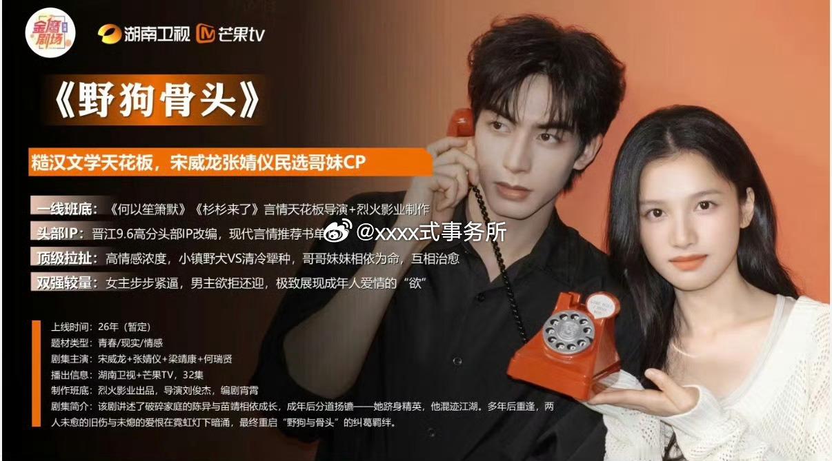 野狗骨头集数野狗骨头招商确实写的 宋威龙张婧仪民选哥妹CP ，双强 