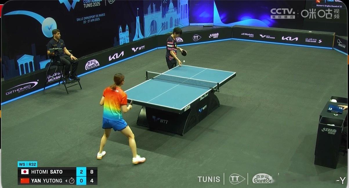 2025wtt突尼斯挑战赛女子单打32-16闫禹橦0-3佐藤瞳（5-11 3-1