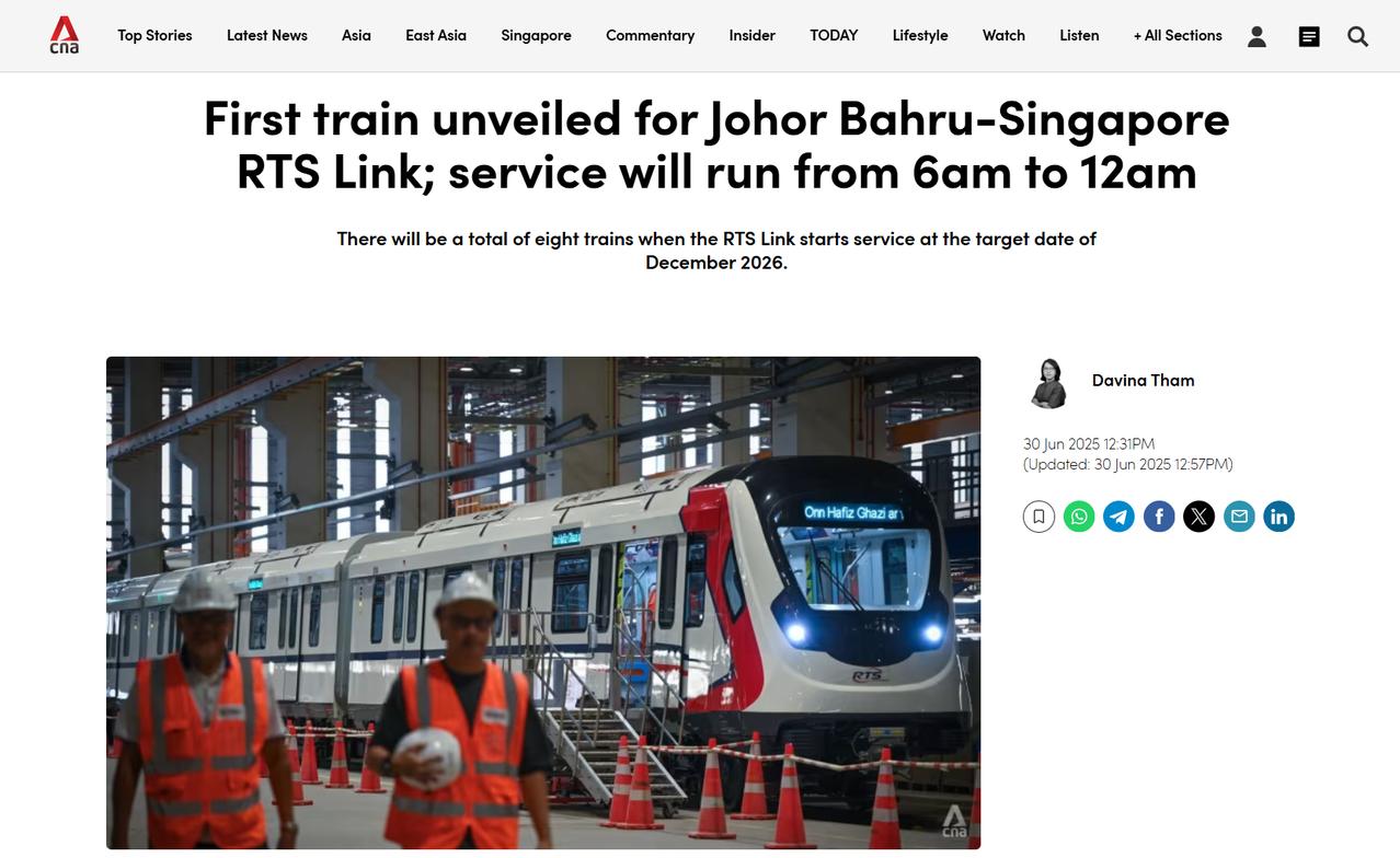 🚆【今早首列亮相】新柔捷运RTS首列车发布，跨境通勤进入“5分钟时代”
今早，