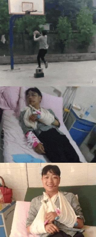 小伙子的扣篮梦关键是球还没进 ​​​